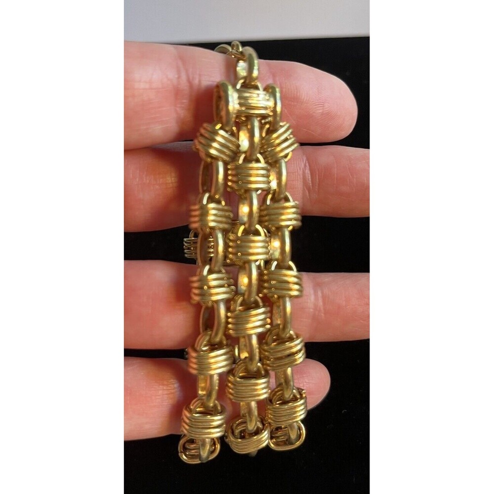 Vintage Talbots Gold Tone Triple Strand Bracelet 8.25"